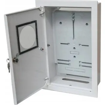 Rozvaděč Rozvodnice pod omítku kovová 1x3F pro elektronický elektroměr, zámek, okénko