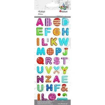 samolepka Samolepky 3D ABECEDA Písmena BAREVNÉ 19mm VYPOUKLÉ 38ks TITANUM 337478