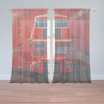 Záclona Sablio Záclony Červený patrový autobus Vlajka: 2ks 150x250cm