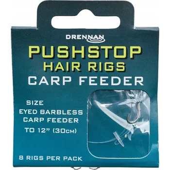 Rybářský háček Háčky zemní, s návazcem a otřepem Drennan Pushstop Hair Rigs Carp Feeder 8 ks