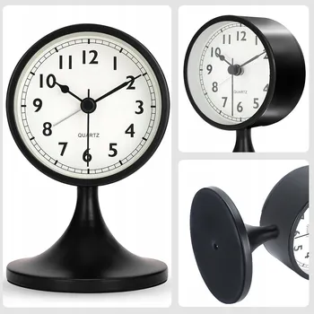 Budík BUDÍK RETRO TICHÝ HODINY ZREE ČERNÝ