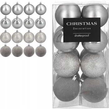 Obraz BOMBKI CHOINKOWE szare 8 cm 16 szt nerozbitné plastové 4