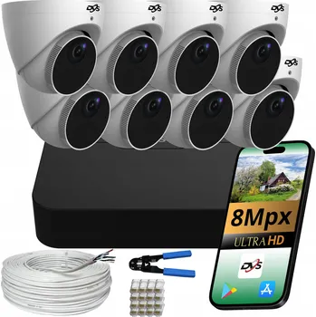 Bezpečnostní kamera Sada IP kamer DVS venkovní 8 kamer PoE 4K 8Mpx IP67 s mobilní aplikací