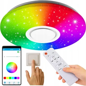 STROPNÍ SVÍTIDLO RGB S BLUETOOTH REPRODUKTOREM LED 60W S DÁLKOVÝM OVLADAČEM A APLIKACÍ