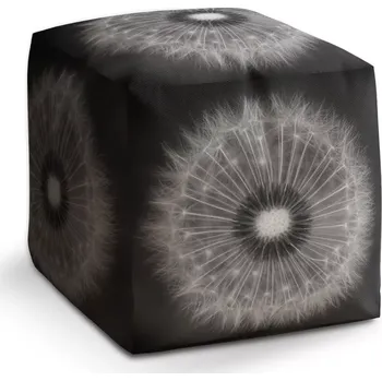 Taburet Sablio Taburet Cube Černobílá pampeliška: 40x40x40 cm