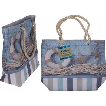 Taška přes rameno shopper námořnická modrá uši pletená šňůra