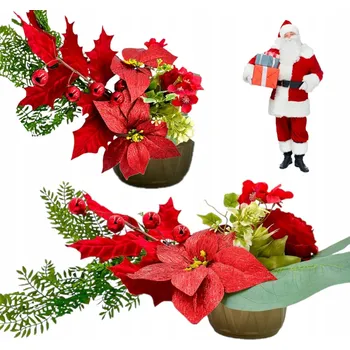 Vánoční dekorace DEKORACE NA HROB HŘBITOV KOMPOZICE HVĚZDA BETLÉMSKÁ BAŇKY 25 cm