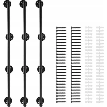 regál SucceBuy Skladový regál černý, 4 police, 3 sloupky, nosnost 23 kg na polici