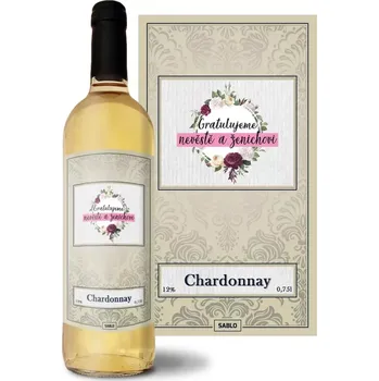 Víno Sablio Bílé víno Gratulujeme nevěstě a ženichovi: 0,75 l