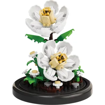 ostatní stavebnice Mikro stavebnice bílé kamélie 85 x 85 x 96 mm 173 ks Elegantní model květiny v květináči Kreativní dekorace a tvořivý dárek pro děti i dospělé