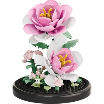 ostatní stavebnice Kreativní mikro stavebnice květinové kamélie 85 x 85 x 100 mm 156 ks Rostlina v květináči Model do bytu Dekorace a dárek pro děti i dospělé