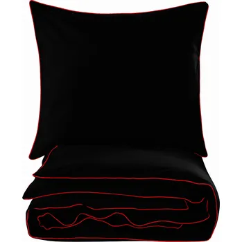 Povlečení Sada povlečení basic černá s lemováním 140x200 s polštářem 70x80