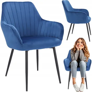 Křeslo Židle Jumi modrý velur 1 ks