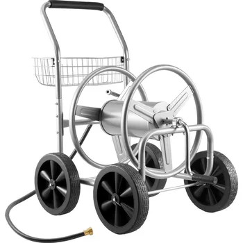 Zavlažování Vevor Zahradní vozík na hadici s navijákem, 91.44 m × 1.59 cm, 4 kola