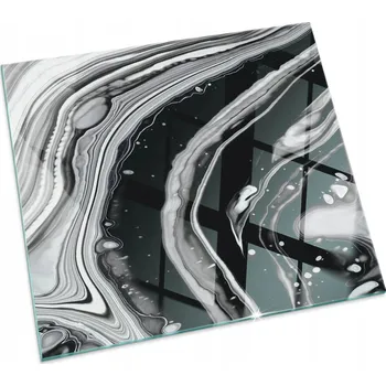 Ochranná Deska z Tvrzeného Sklo za Kamna Abstraktní Vlny a Linie Čtverec 50x50 cm