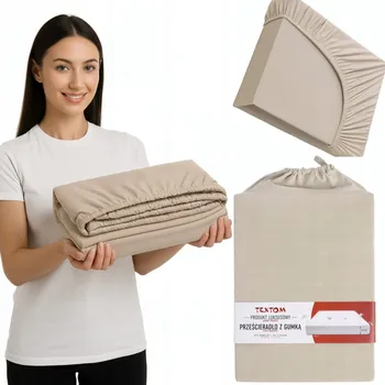 Prostěradlo PROSTĚRADLO 140x200 +35cm S GUMOU VYSOKÁ MATRACE PŘÍJEMNÉ PREMIUM BÉŽOVÉ