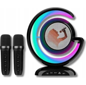 Glosnik Bluetooth Mikrofon 2x Karaoke Lampka LED Černá USB SD MINI JACK