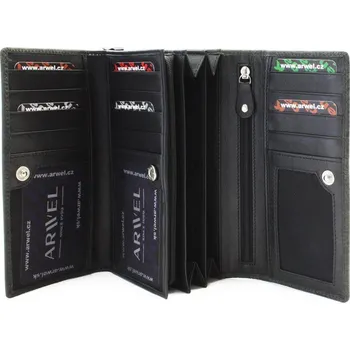 Peněženka Dámská kožená klopnová peněženka se vzorem Arwel 2235 - černá