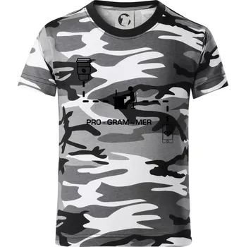 Chlapecké tričko Programátor mobil - Dětské maskáčové triko - 104-110cm / 3-4 roky ( Šedý maskáč )