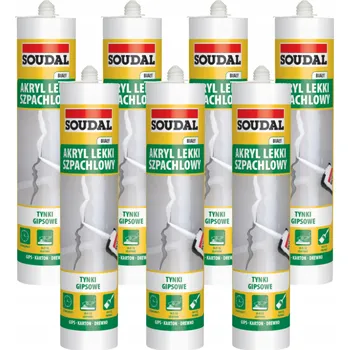 Tmel Lehký akrylátový tmel bílý SOUDAL 280 ml stavební akrylový trvanlivý 7 ks