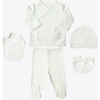 Kojenecká souprava kitikate 5DÍLNÁ SADA PRO NOVOROZENCE BASIC KRÁLÍČEK ECRU_S71194 Velikost: 0 - 1 MĚSÍC