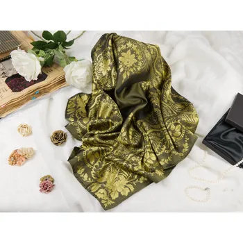 Šátek HEDVA ČESKÝ BROKÁT Hedvábný šátek 80x80 FLORIA černá KRB