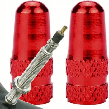 Čepička na ventilek Čepičky/Krytky ventilků FV Presta, hliníkové CNC, červené, 2 ks