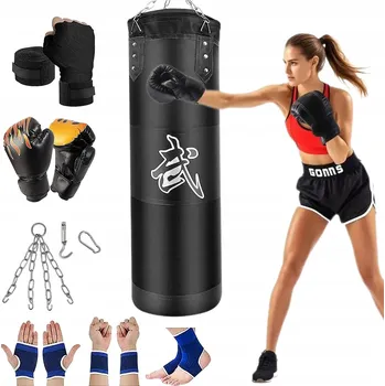 Bojový sport BOXOVACÍ PYTEL BOXERSKÝ SPARINGOVÝ PRÁZDNÝ VELKÝ PEVNÝ 120 CM SADA