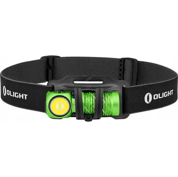 Svítilna Čelovka a úhlová svítilna Olight Perun 2 Mini Kit Lime Green s čelenkou, 1100 lm