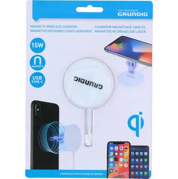 GRUNDIG Bezdrátová nabíječka QISafe USB-C 10W bílá