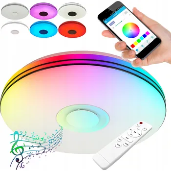 STROPNÍ SVÍTIDLO RGB S BLUETOOTH REPRODUKTOREM LED 60W S DÁLKOVÝM OVLADAČEM A APLIKACÍ