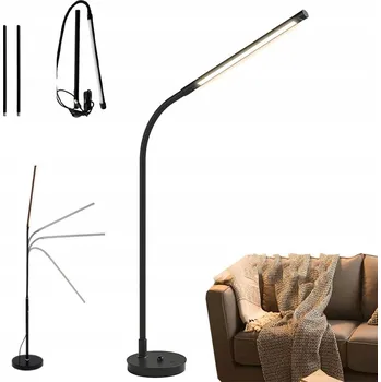 Stojací lampa LAMPA LAMPKA 140 CM STOJÍCÍ PODLAHOVÁ NA ČTENÍ REGULOVATELNÁ ČERNÁ LED