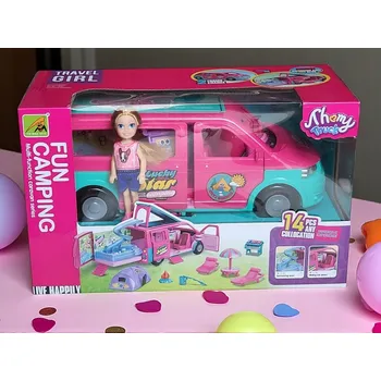 Domeček pro panenku AUTÍČKO VŮZ S PANENKA , DOMEČEK PRO PANENKY, BAZÉN, HRAČKA PRO HOLČIČKU