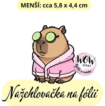 Nažehlovačky na fólii Nažehlovačka na fólii, KAPYBARA - v župánku , 1 kus Zvolte VELIKOST motivu ZDE:: Menší