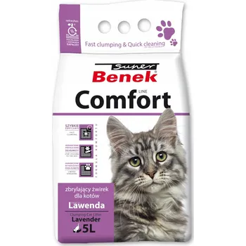Podestýlka pro kočku Super Benek bentonitové stelivo levandulový písek 5 l Comfort