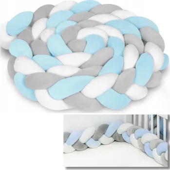 Dětsný nábytek Chránič do postýlky Cop Zavinovačka Výbavička Pletený 300 cm Modrý