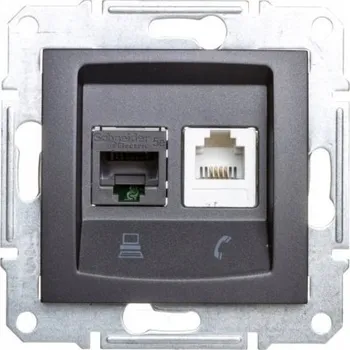 Elektrická zásuvka Nástěnná internetová zásuvka Schneider Electric šedá