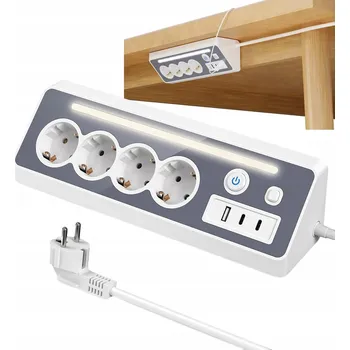 Elektrická zásuvka Přepěťová ochrana 3680W, multifunkční, 4x AC zásuvka s USB