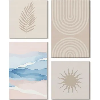 Obraz Sada Dekorací na Zeď Obraz Na Plátně Slunce Vlny Abstraktní Linie