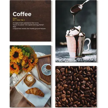 Obraz Sada nástěnných dekorací Obraz Na Plátně Italská snídaně Káva Zrna