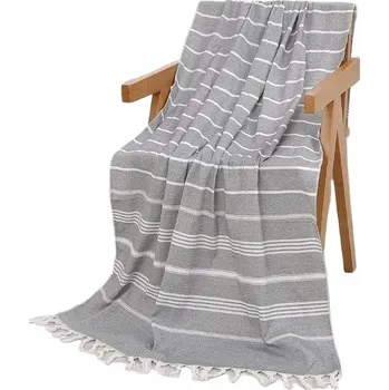 Plážová osuška Boho s třásněmi 90x180 cm Šedá