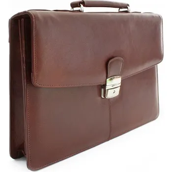 Kožená aktovka Arwel se třemi vnitřními přihrádkami - hnědá