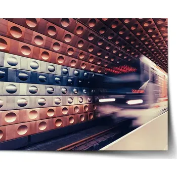 Plakát Sablio Plakát Metro v barevné stanici - 60x40 cm