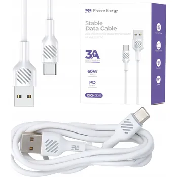 Datový kabel Kabel Encore Energy USB - USB typ C 1 m bílý