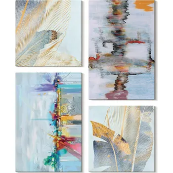 Obraz Dekorativní Sada Obrazů na Plátně Set Abstraktní Malířské Kompozice