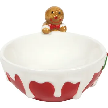 Vánoční mísa BÍLO-ČERVENÁ SALÁTOVÁ MÍSA NA BONBÓNY 17 CM FROSTING MÍSA