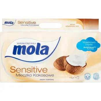 Toaletní papír Mola toaletní papír 8 rolí 3-vrstvý Kokosový Sensitive