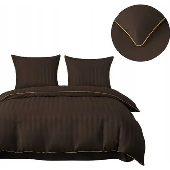 Povlečení Povlečení 200x220 Hnědá Damašek s pruhy a lemováním Klasická Tlustá