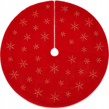 Vánoční dekorace Obal pod vánoční stromek 80 cm ČERVENÝ se sněhové vločky