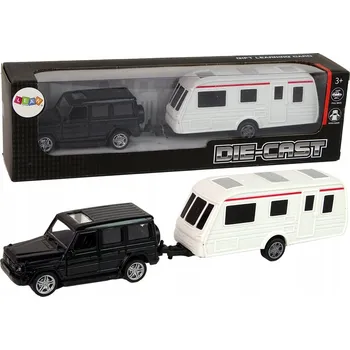 autíčko Sada Vozidel Jeep Černý s Kempingovým Přívěsem